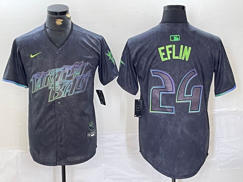 Men Tampa Bay Rays #24 Eflin Black City Edition Nike 2024 MLB Jersey style 1->tampa bay rays->MLB Jersey